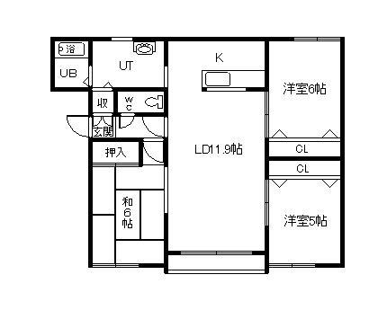 E21ユーメス(3LDK/1階)の間取り写真