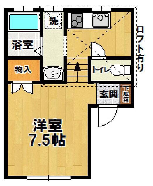 アークエステート谷田部(1K/1階)の間取り写真