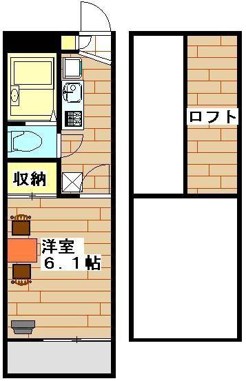 レオパレスピースフル(1K/2階)の間取り写真