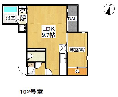 GRANDTIC グレイス博多南(1LDK/1階)の間取り写真