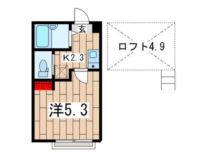 ポルタピローテ(1K/1階)の間取り写真