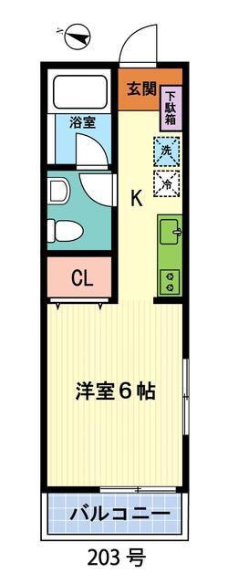 レジデンスKGJ(1K/2階)の間取り写真