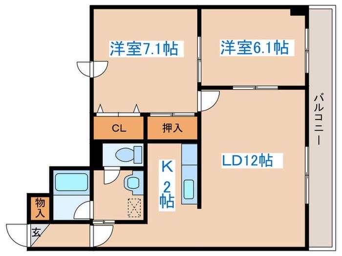 グランドール24(2LDK/3階)の間取り写真