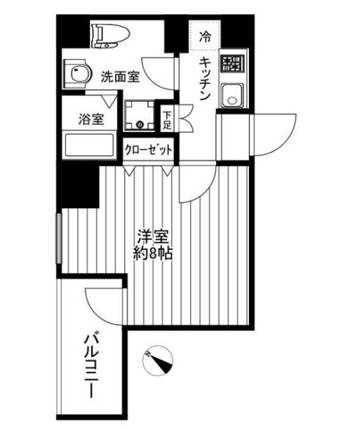 クリアルプレミア八丁堀(1K/4階)の間取り写真