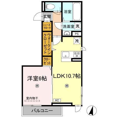 アサヒパレス久保田 A棟(1LDK/3階)の間取り写真