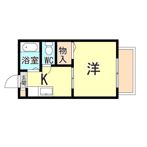 ビューラー芦屋(1K/2階)の間取り写真