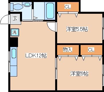 納田マンション(2LDK/3階)の間取り写真