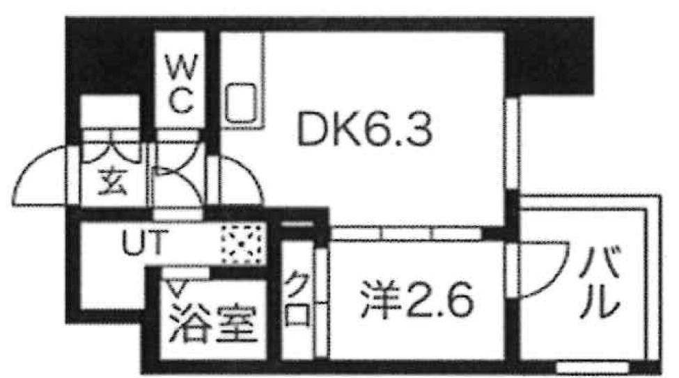 エスグランデ難波グランツ(1DK/2階)の間取り写真