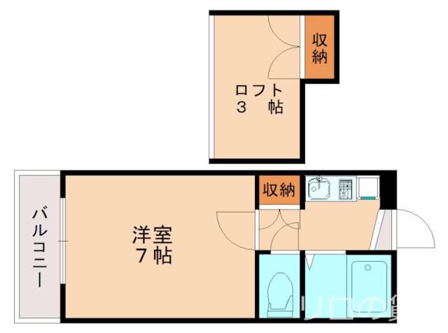 ウェルネス下原(1K/2階)の間取り写真