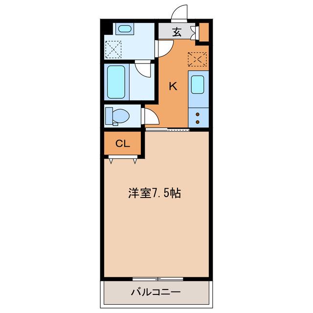 アルル竜(1K/3階)の間取り写真