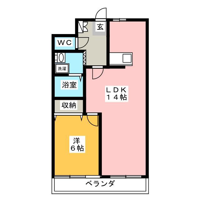 シャンティービル(1LDK/2階)の間取り写真
