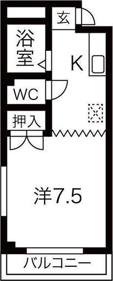 ジュネスドミール金山(1K/5階)の間取り写真