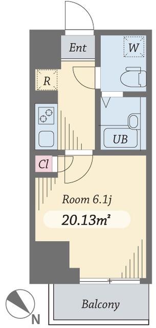 ダイヤモンドタワー西小山(1K/4階)の間取り写真