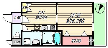 MESSAGE大日町(1DK/2階)の間取り写真