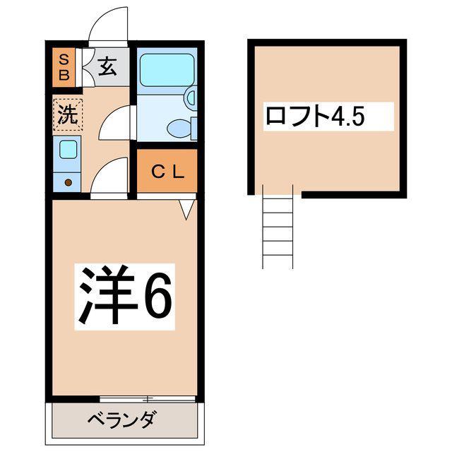 ボヌール三番館(1K/2階)の間取り写真