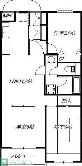 アンディヴェール(3LDK/3階)の間取り写真