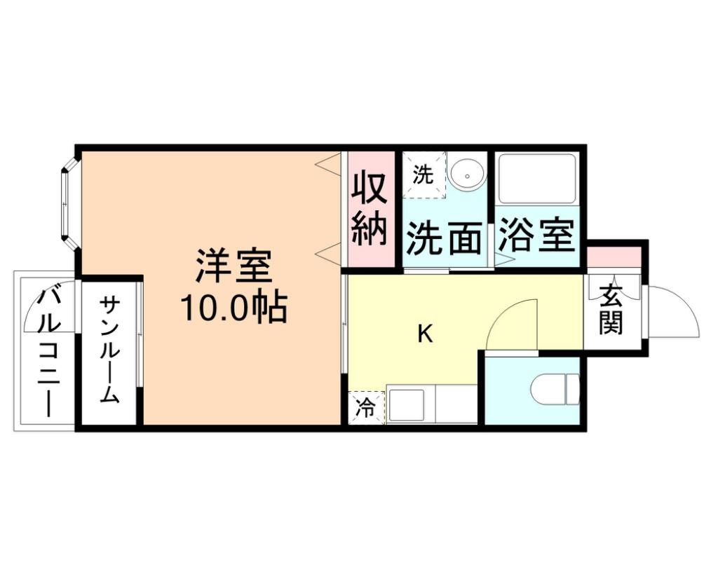 ルイーネ東黒牧(1DK/2階)の間取り写真