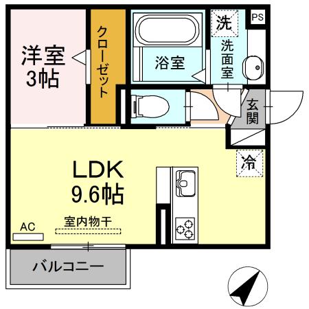 ヴィダ フェリィス三番館(1LDK/2階)の間取り写真