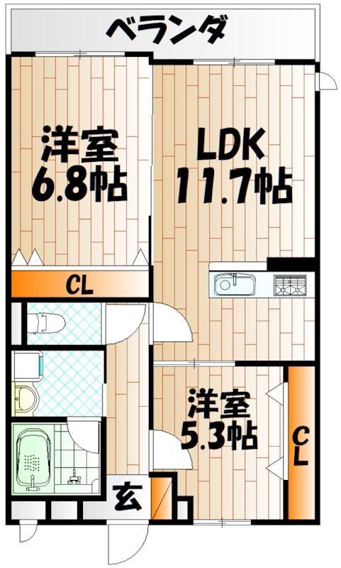 KIRA YAESU(2LDK/5階)の間取り写真