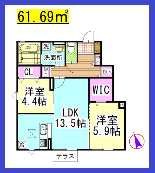 DL ウイングコート(2LDK/1階)の間取り写真