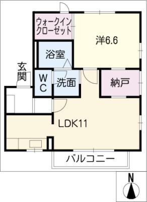 HAPPYPLANETB棟(1LDK/1階)の間取り写真