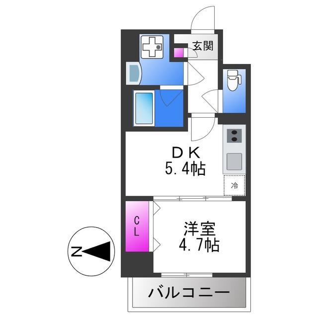 EST喜連瓜破(1DK/8階)の間取り写真