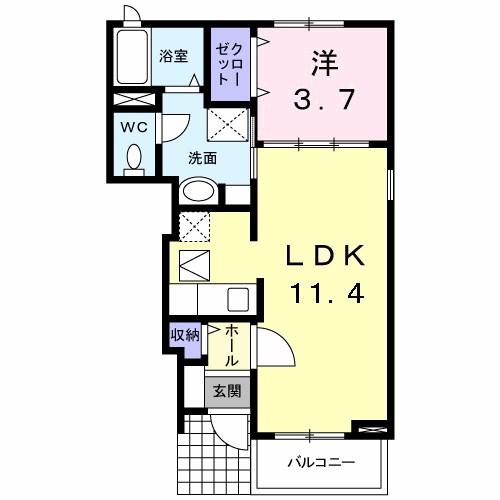 アロッジオ(1LDK/1階)の間取り写真
