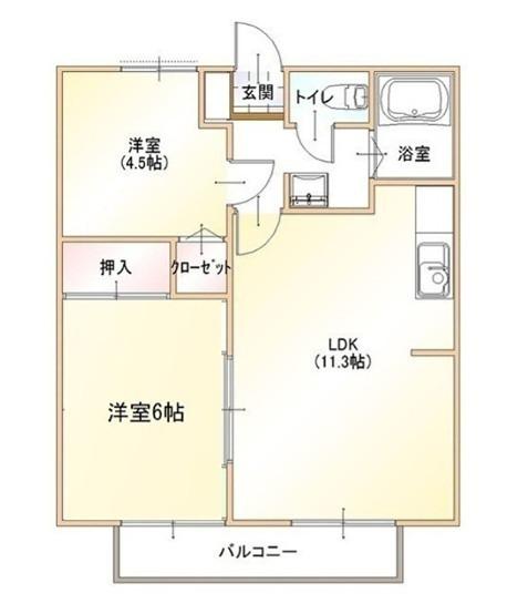 サンライズII(2LDK/1階)の間取り写真