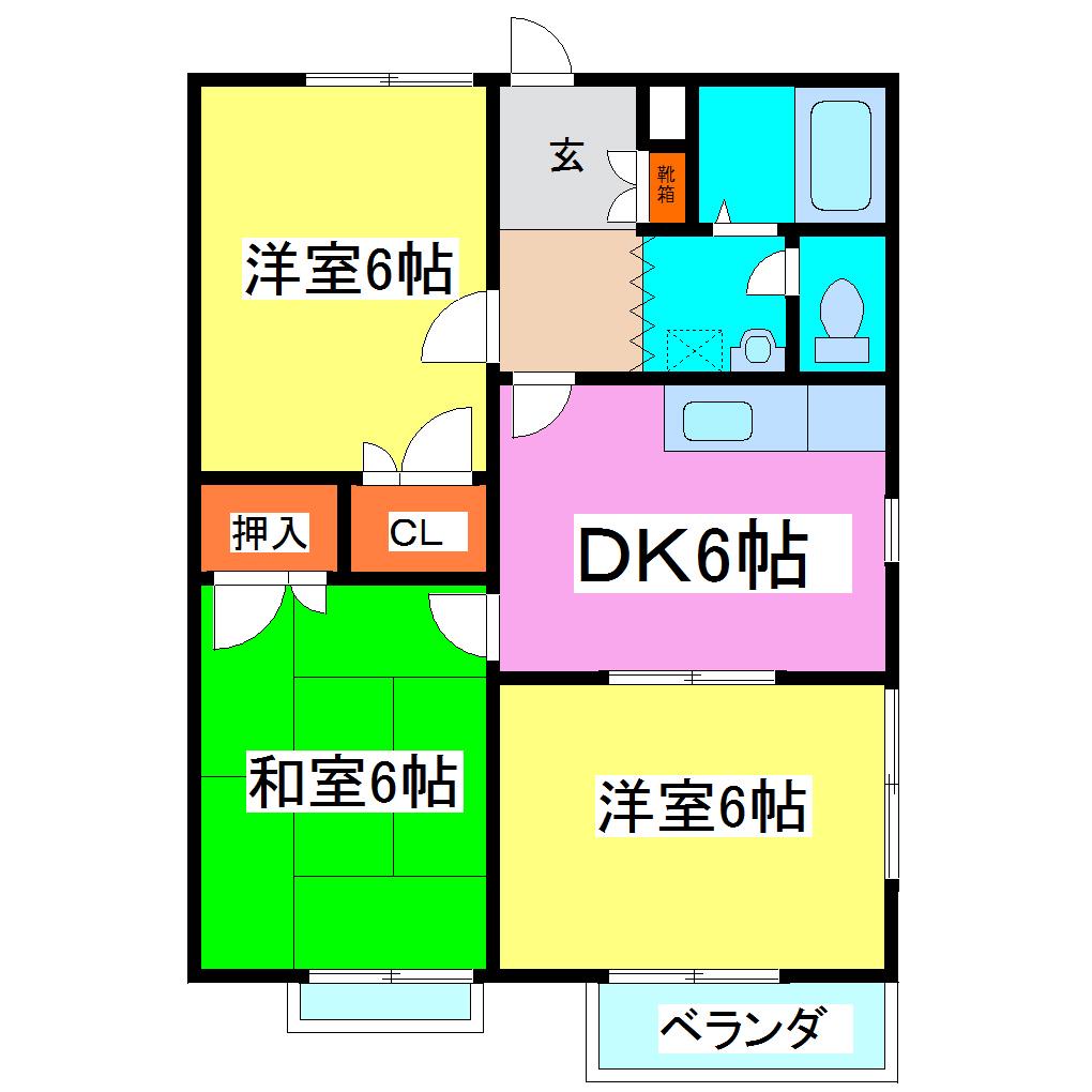 リバーサイドハイツ(3DK/2階)の間取り写真