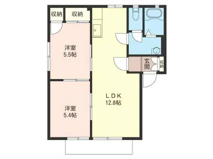 エクセルグレイ大宮A棟(2LDK/1階)の間取り写真