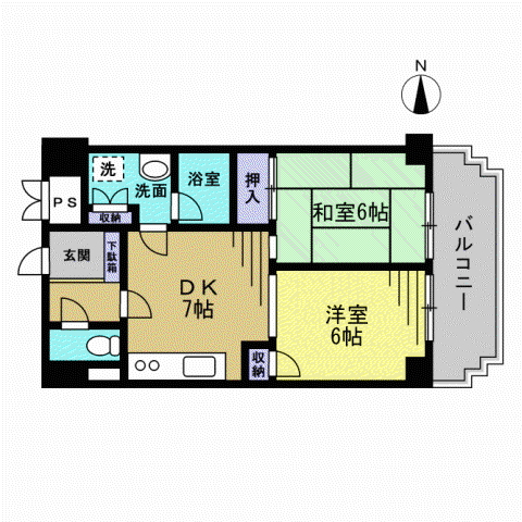 シャルマン318(2DK/5階)の間取り写真