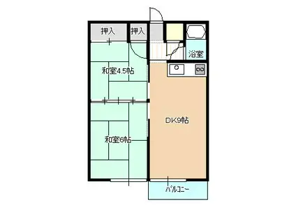 清香アパート(2DK/1階)の間取り写真