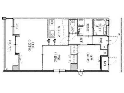 セントヒルズ皆実町(2LDK/6階)の間取り写真