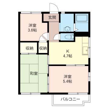 コーポ影取III(2LDK/2階)の間取り写真