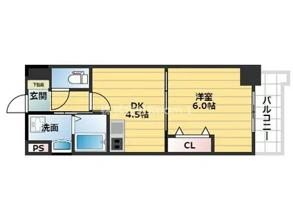 ブランクレール谷町(1DK/3階)の間取り写真