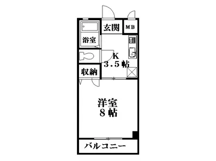 HRヒルズ(1K/5階)の間取り写真