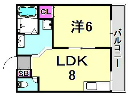 ガーデンプレス南武庫之荘(1LDK/3階)の間取り写真