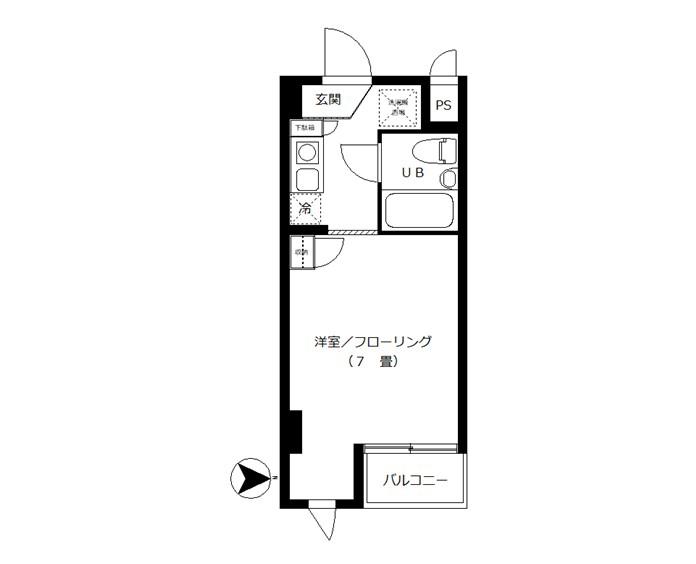 ウッドヒルズ(1K/3階)の間取り写真