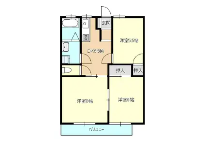 コーポカシムラA(3DK/1階)の間取り写真