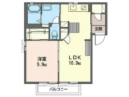 パークハイム(1LDK/2階)の間取り写真