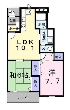 パピリオ初瀬(2LDK/1階)の間取り写真