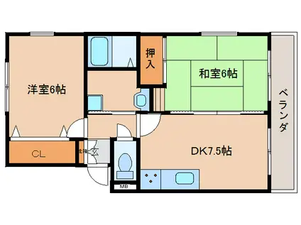 バーベナ光台 I(2DK/1階)の間取り写真