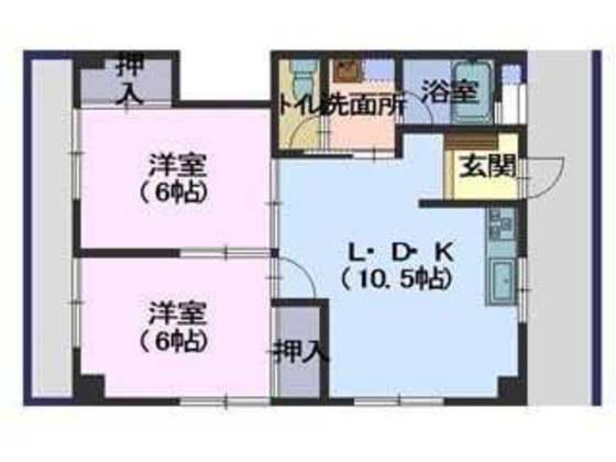 桝井ビル(2LDK/2階)の間取り写真