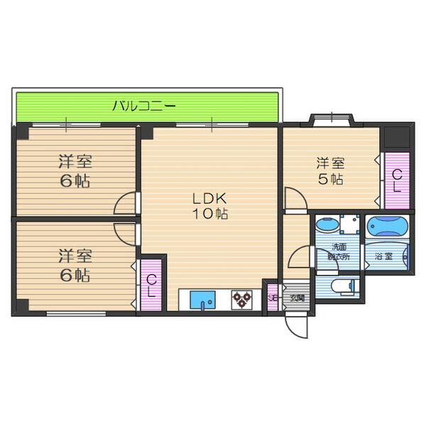 LAKIAMAISON瓢箪山(3LDK/3階)の間取り写真