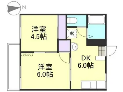 コーポ高田(2DK/2階)の間取り写真
