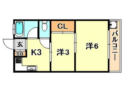藤井マンション(2K/4階)の間取り写真