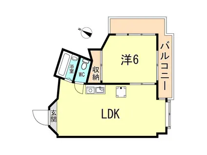 サンハイツ新田(1LDK/2階)の間取り写真