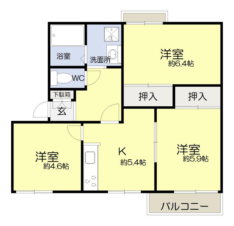 フレグランス箕面(3K/2階)の間取り写真