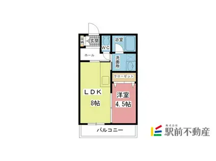 ひまわりマンション(1LDK/1階)の間取り写真