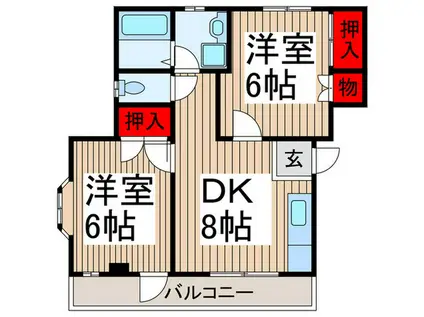 シャトー新所沢(2DK/2階)の間取り写真